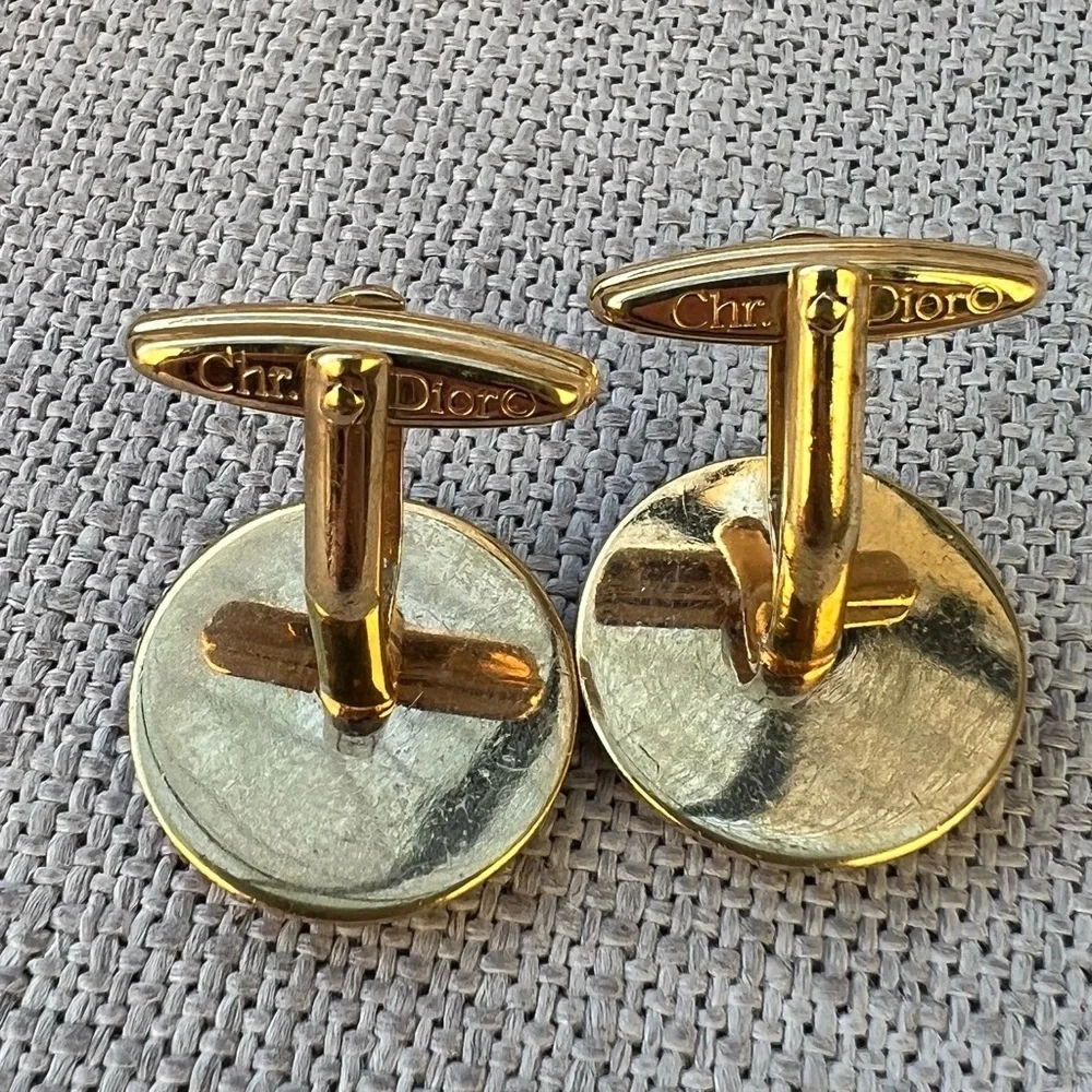 Christian Dior Gold Tone Cufflinks Cuff Links